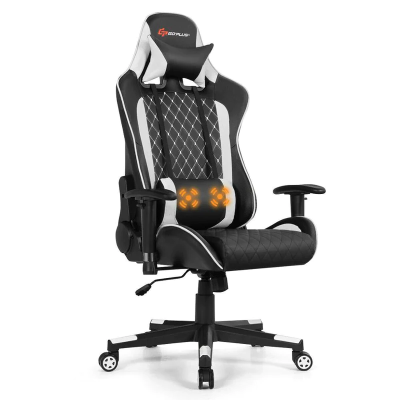 A comfortable white & black ergonomic gaming chair on iSmart Home Gadgets