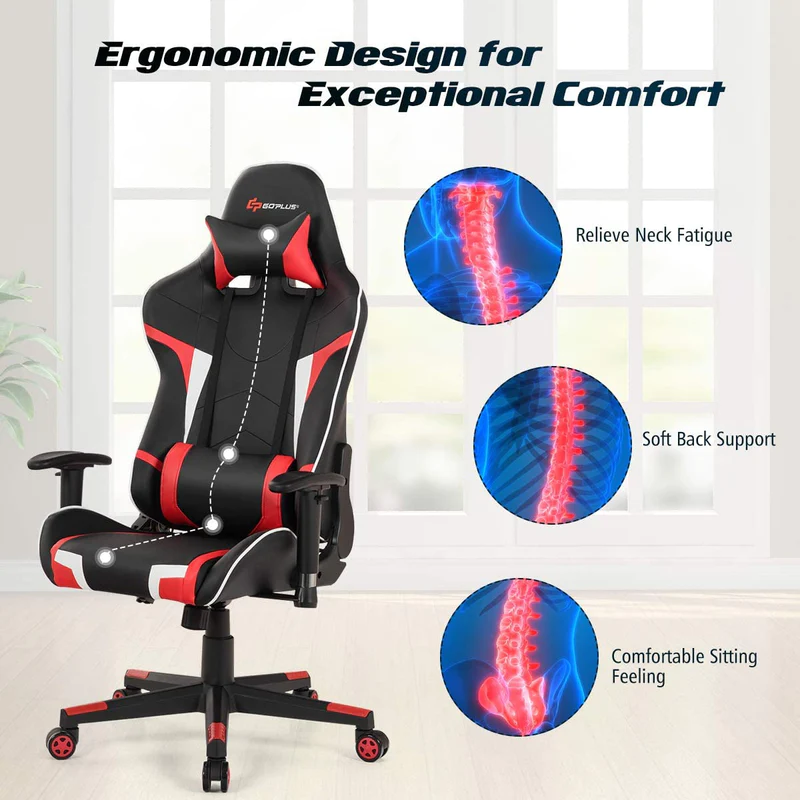 A comfortable red & black ergonomic gaming chair on iSmart Home Gadgets