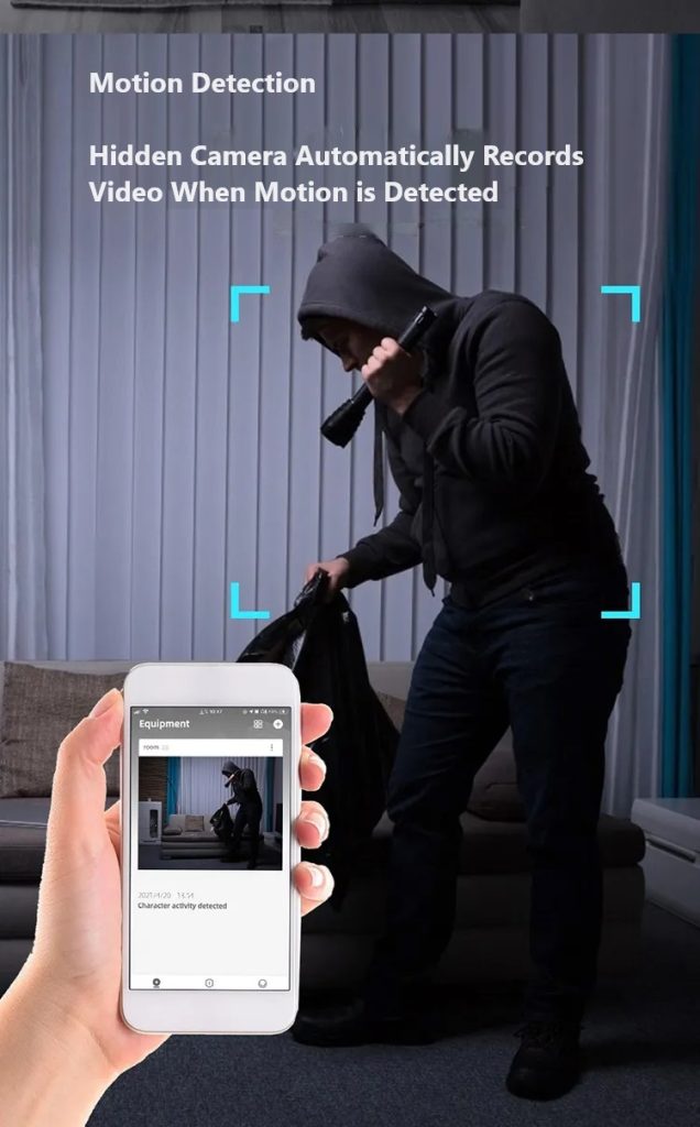 An alarm push notification sent to smartphone when thief motion is detected