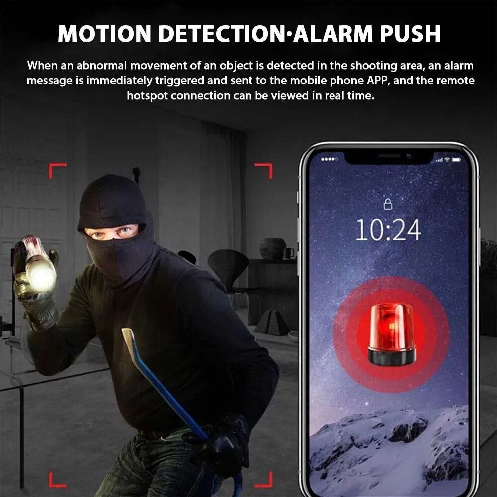 Thief motion is detected & hidden camera sends alert to smartphone at once